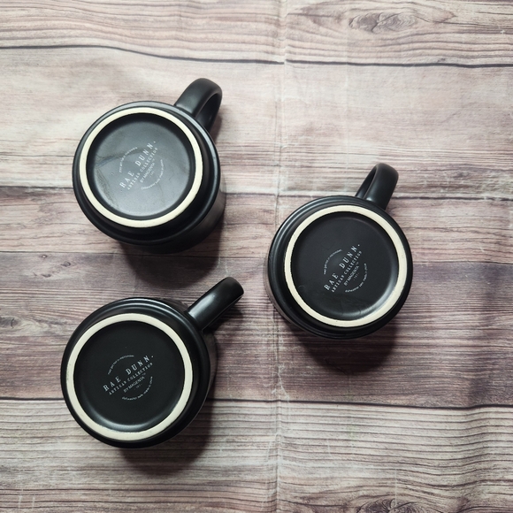 Rae Dunn Black Morning Stack Mugs Set - Picture 3 of 7